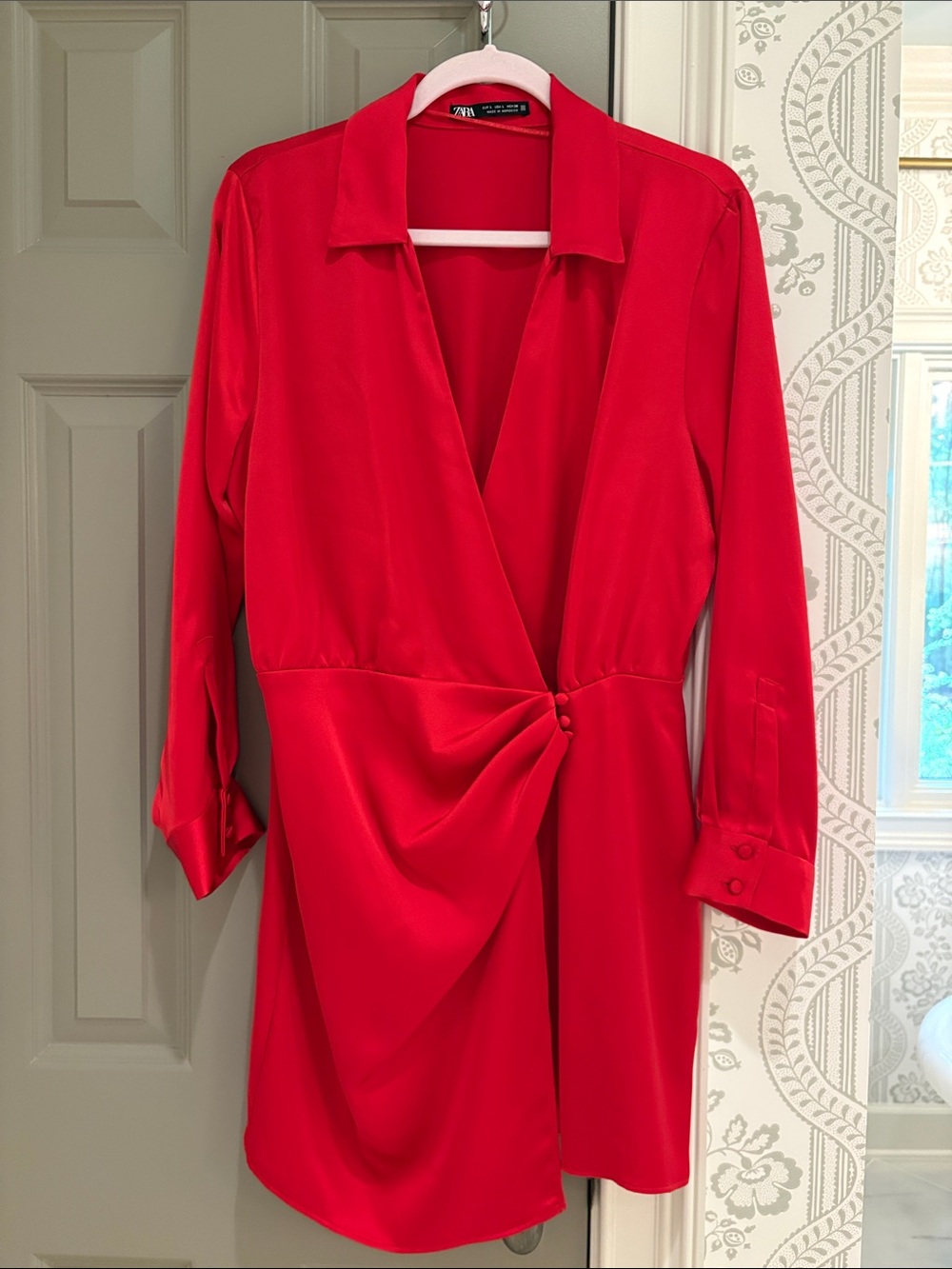 Zara Bright Red Mini Wrap Dress